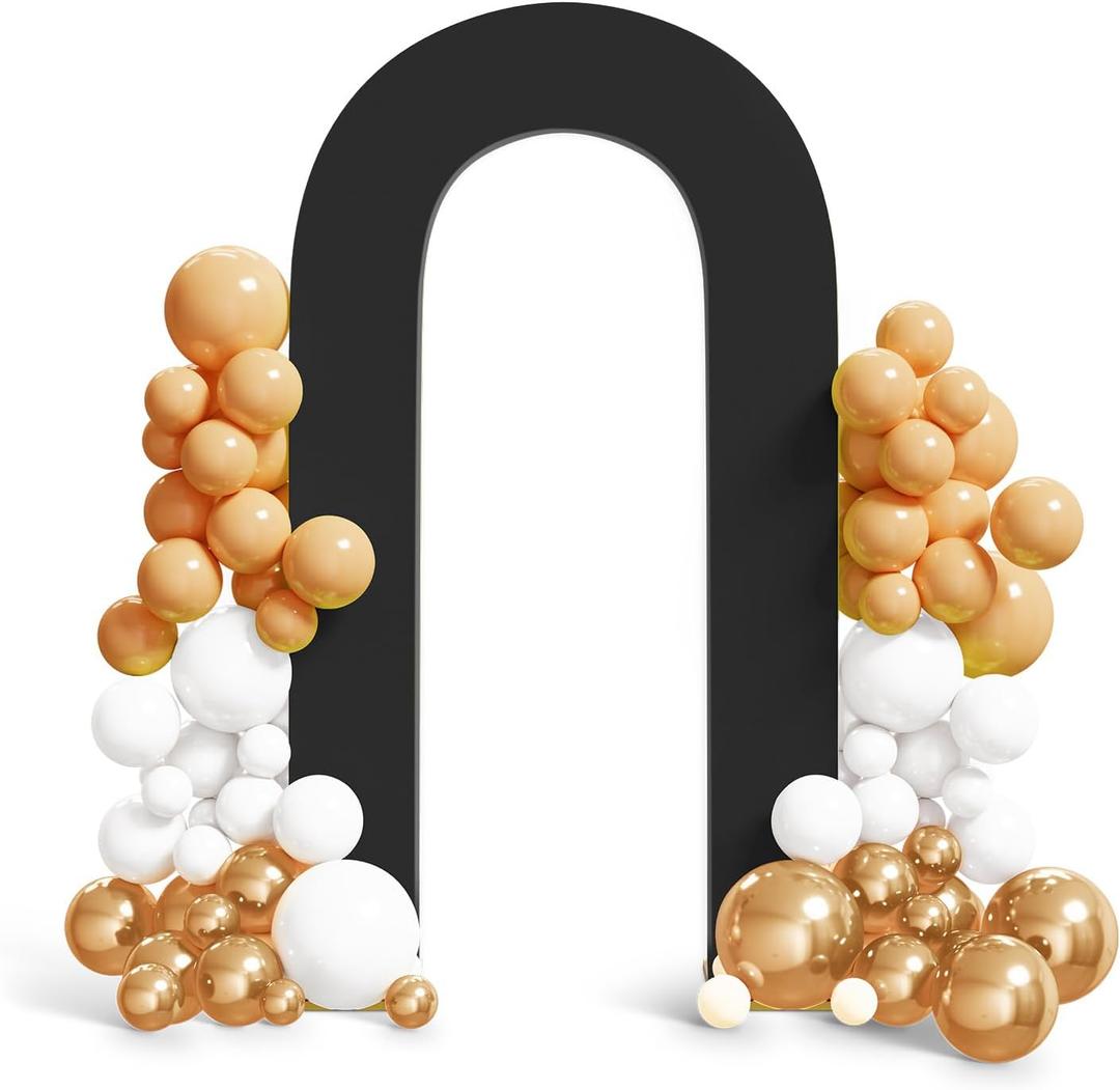 Peomeise 7.2FT Spandex Open Arch Backdrop CoverU-Shaped 2-Sided Backdrop CoverRound Top Chiara Stand Cover for Birthday Party Wedding Ceremony Baby Shower DecorationBlack