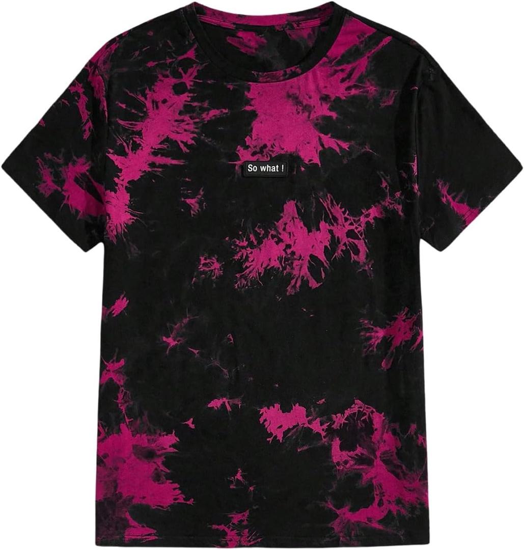 Shenhe Men's Tie Dye T Shirt Short Sleeve Crew Neck Hip Hop Streetwear Summer Tee Top, XL