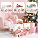 Pink Santa Claus Baby Laundry Hamper Christmas Clothes Kids Storage Basket Large Poinsettia Reindeer Sleigh Snowflake Girls Gift Toy Box Bin, Tree, 36L