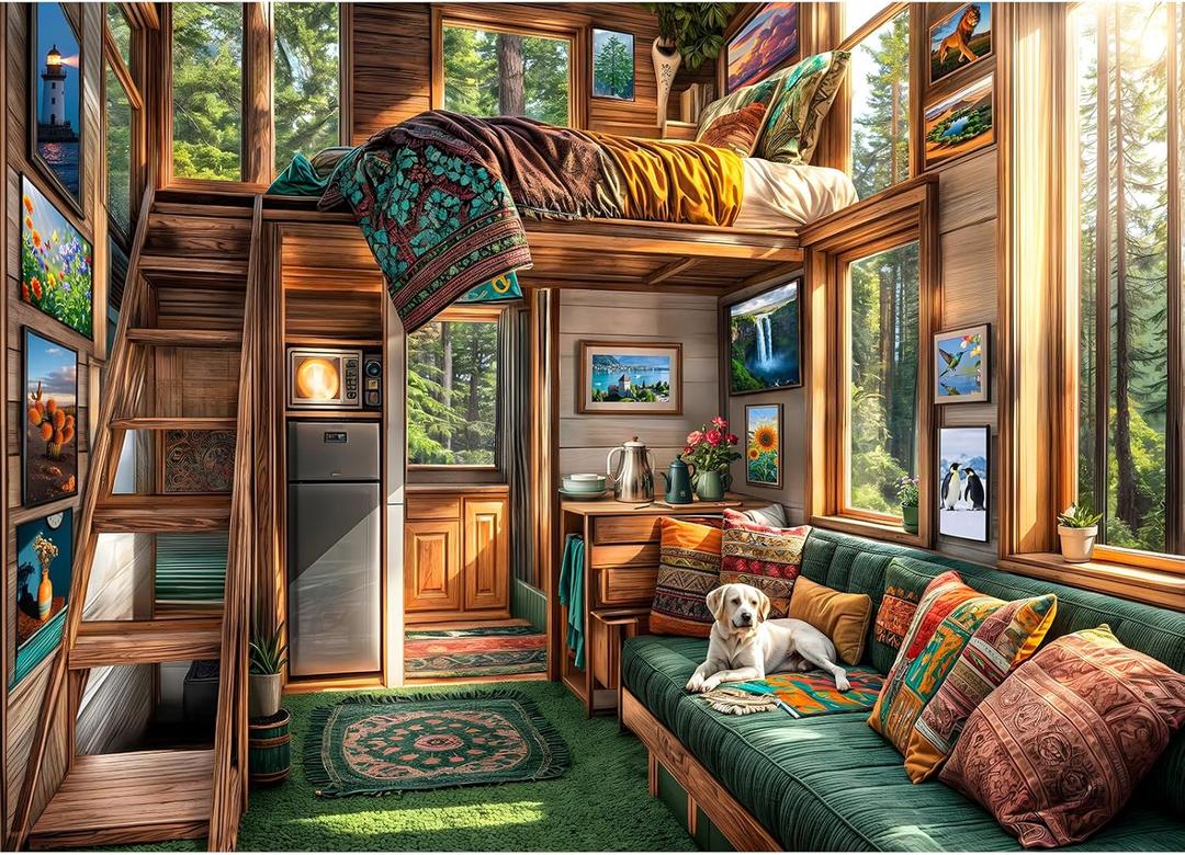 Forest House Puzzles for Adults 1000 Pieces, Letters on Back, Hard Difficult Challenging, Precise Interlocking Pieces, Gifts for Father's Day