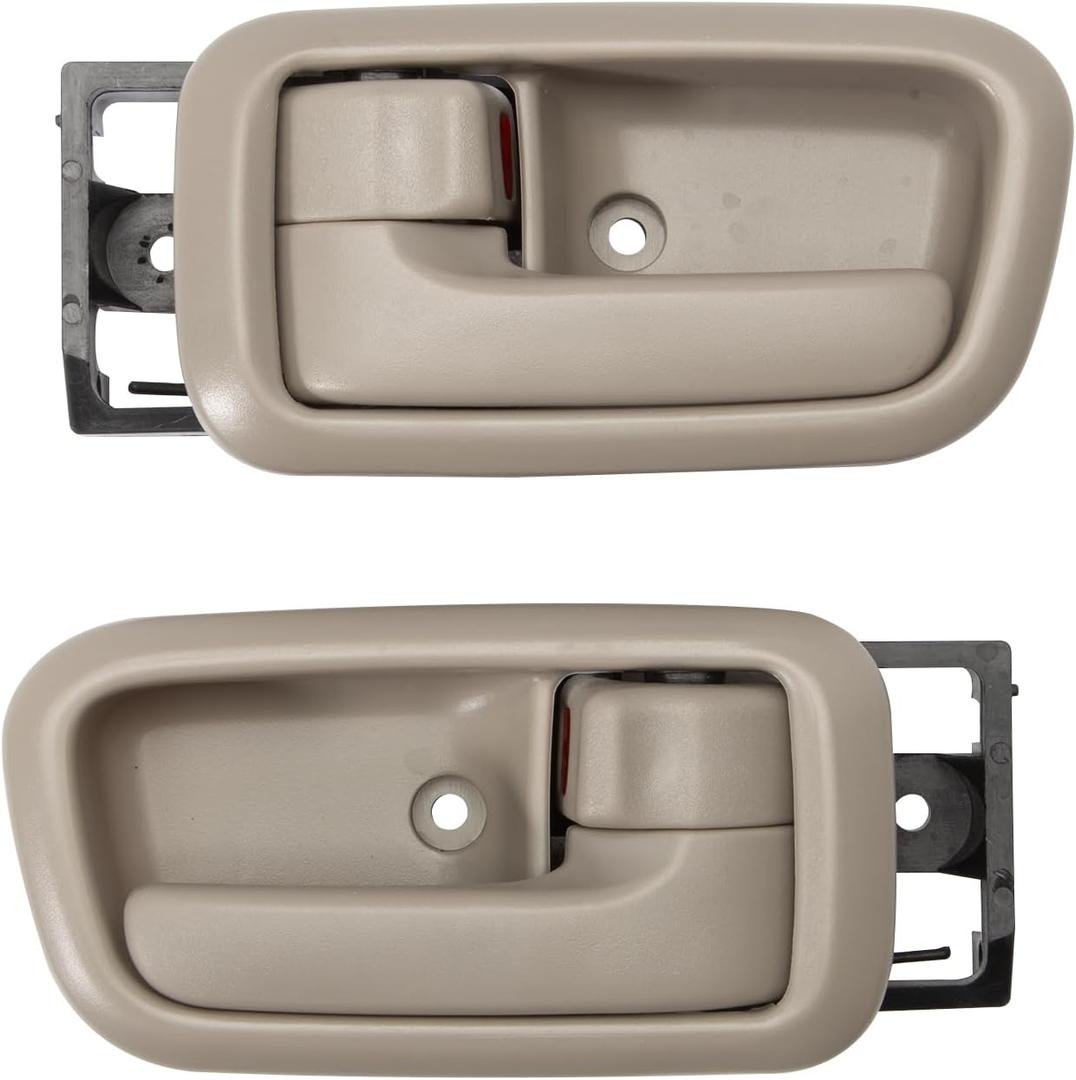2Pcs Inside Interior Door Handles Compatible with Tundra 2000-2006 Front Driver Passenger Side, Left & Right, Replace# 81257, 69206-0C010-E1, Greige (Beige Gray, Light Gray) Door Handle W/Bezel