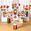 Yexiya 6 Set Christmas Bouquet Craft Kit, DIY Flower Card Bouquet Crafts, Xmas Thank You Ornaments Gifts for Holiday Party Favors Exchange Gifts Decorations