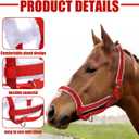 Horse Halter Christmas Horse Costume Red Bridle Rope with White Flannel Lined Prevents Rubs Adjustable Fit for Shows Xmas Parade