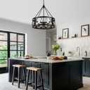 Modern Farmhouse Chandelier, 6-Light Black Chandeliers for Dining Room, 21.6'' Rustic Adjustable Pendant Lights Drum Light Fixture for Entryway Living Room Foyer Kitchen Island Bedroom, E26