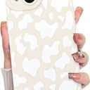 KANGHAR Compatible with iPhone 14 Case, Silicone Cow Print Cute Pattern, Camera Protection Soft Slim Phone Cover for Girls Women -White