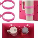 4 x 2pcs Cup Holder for Bogg Bag Compatible with Stanley 30oz 40oz Water Bottle, Drink Holder Plastic Insert for Bogg Bag & Simply Southern Beach Totes Accessories (pink)