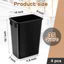 Gisafai 4 Pack 35 Quart Pull-Out Trash Can, 9 Gallon Plastic Waste Bin for Under Cabinet, Kitchen, Bathroom & Office, Black Garbage Bin Compatible with Sliding Systems