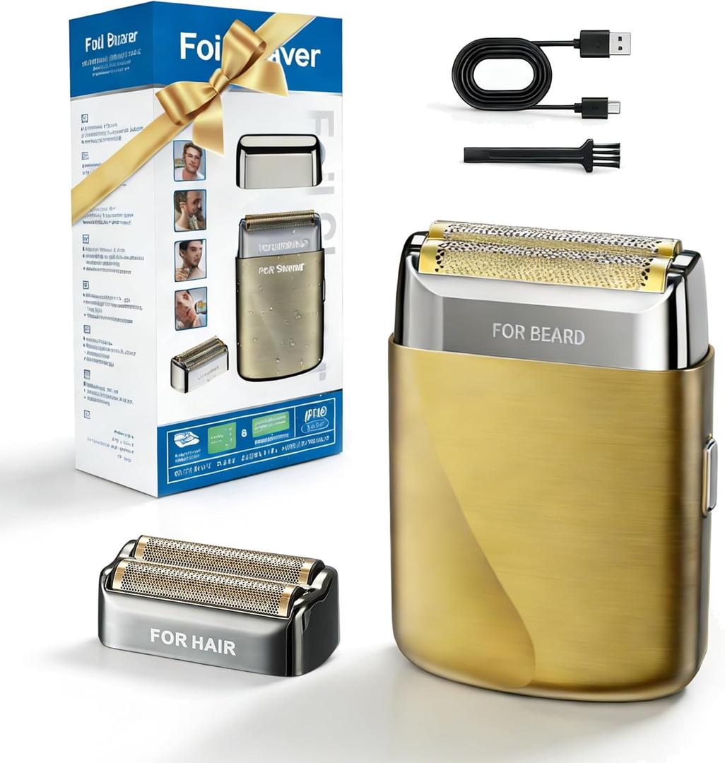 RUIM Men's Electric Shaver: 2-in-1 Waterproof Foil Shaver & Detail Trimmer, USB-C Rechargeable, IPX6 Wet/Dry, Travel Friendly for Face & Head Grooming, Gifts for Men