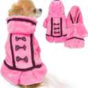 Dog Dress Fall Dog Sweaters for Small Dogs Girl Fleece Warm Puppy Sweater with Leash Hole Cute Pink Puppy Clothes Bowtie Chihuahua Sweater Pet Hoodie Cold Weather (Medium)