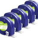 Compatible with Dymo Letratag Refills White Paper Label Maker Tape Replacement for Dymo Label Maker Refills 12mm x 4m (1/2" x 13') for LT-100H 100T Plus 200B, 5-Pack Label KINGDOM 91330 Refills (Black on White)