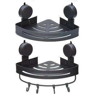 XDMASU 2Pack Suction Cup Corner Shelf, No Drill Bathroom Wall Mounted Organizer, Space Saving Triangle Shower Caddy for Toiletries Soap Shampoo Cosmetics 