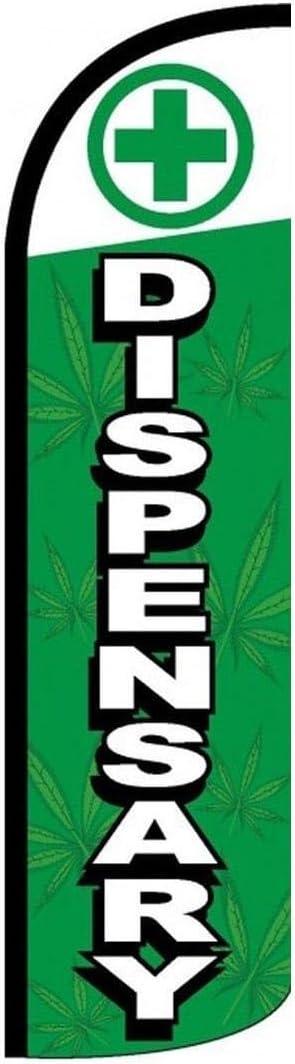 Dispensary Feather Flag | 3ft W x 11.5ft H | Durable Super-Knit Polyester | Outdoor Advertising Banner Flag for Promotions (Single Flag Only)