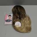 simkaylee Wavy Long Ombre Blonde Wigs with Bangs for Women Medium Middle Length Blond Wig Synthetic with Water Wave Fringe Womens Heat Resistant Hair Wig for Daily Party Use (16inch)