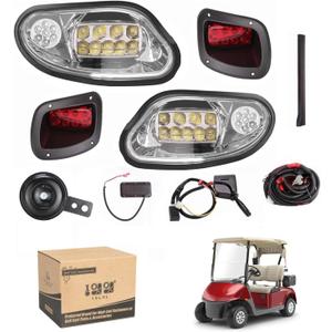 10L0L Golf Cart Headlight Kit for EZGO Freedom/TXT T48 2014-up G&E - (12V) Golf Cart Street Legal Light Kit Complete Headlight Taillight with Turn Signals Horn Brake Lights
