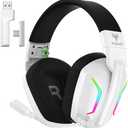 Wireless Gaming Headset for PS5, PS4, PC, Laptop, Mac & Switch, Dual Low-Latency 2.4GHz USB/Type-C, Bluetooth Gaming Headphones with ENC Mic for Gamecube, 3D Stereo, Colorful Light, 50H Power