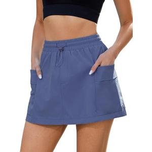 luvamia Skorts for Woman High Waisted Pull On Elastic Waist Cargo Pockets Quick Dry Hiking Tennis Sports Skirt Shorts (XXL)