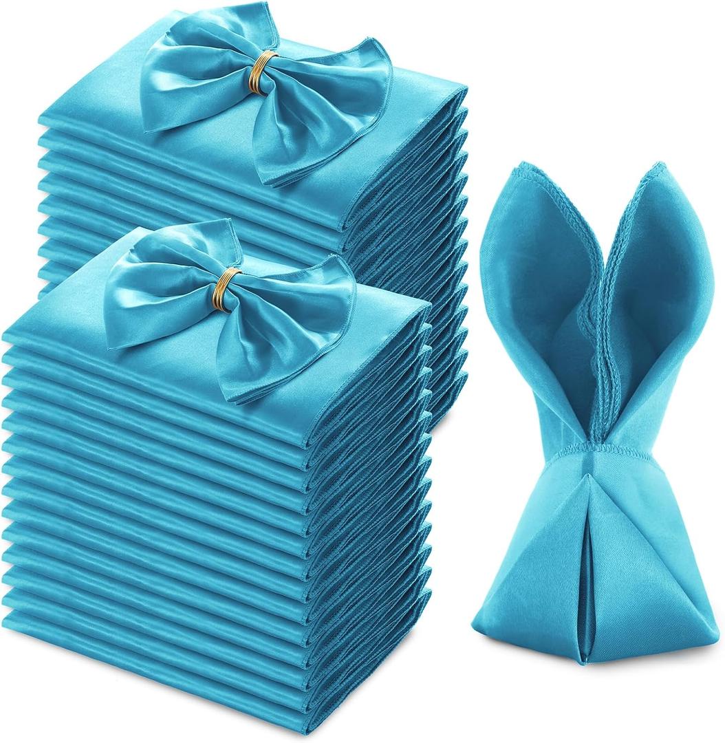 MILVOWOC 72 Pack Square Teal Satin Napkins 20 x 20 Inch Soft Silk Dinner Napkins Smooth Decorative Table Napkins, Washable & Reusable Cloth Napkins for Weddings Dinner Restaurant Party Decoration