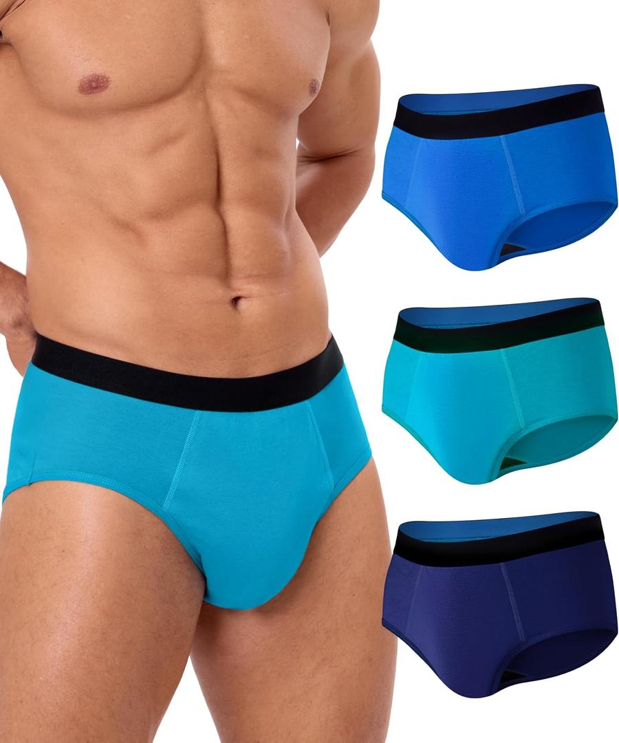 Incontinence Underwear for Men, 150ML Absorbent Washable Protective Leak Proof Reusable, Briefs 3 Pack (Multicolor01, X-Large)