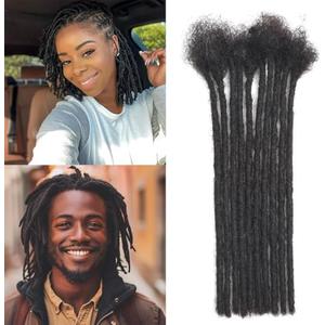 aixi Dreadology  Human Hair 10-100 Strands 100% Full Handmade Permanent Loc Extension Human Hair for Women/Men/Kids Can Be Dyed Bleached Curled Twisted (0.6cm 1B, 6 inch 10 Strands)