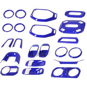 21PCS Full Set Interior Decoration Trim Kit Compatible with Jeep Wrangler JL JLU & Gladiator JT 2018-2021,Steering Wheel,Reading Light,Air Conditioning Vent,Headlight Switch,Speaker Covers(Blue)