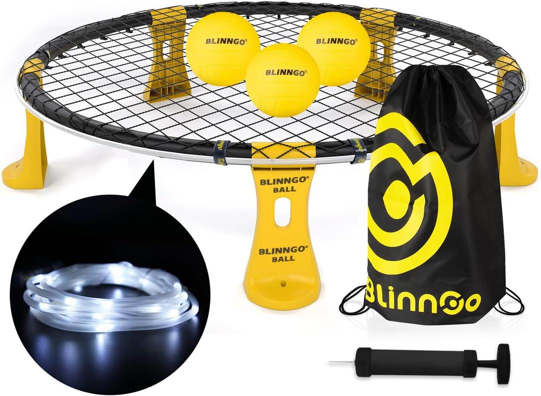 Roundnet Game Set with Balls and Patented Net, Lawn, Beach, Backyard Outdoor Game for Adults and Family, Medium to Large
