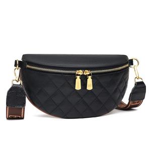 Eslcorri Small Crossbody Sling Bag for Women Trendy - Fanny Packs Leather Chest Belt Bum Bag Anti Theft Purse for Travel, Nylon Black