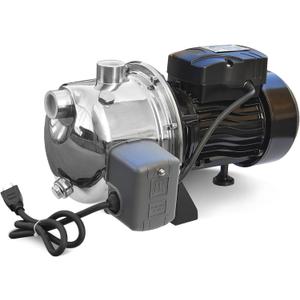 3/4HP Shallow Well Pump, 110V/60Hz, 18.5GPM, 131ft Head Jet Water Pump, Stainless Steel Shallow Well Jet Pump for Home Lawn Irrigation and Water Draining