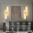 Battery Powered Wall Sconces Set of 2, Gold 31.4" LED Dimmable Wall Sconce with Remote Control/Timer/Memory, USB Rechargeable Wall Lights for Living Room, Bedroom, Hallway Wireless scones Lighting