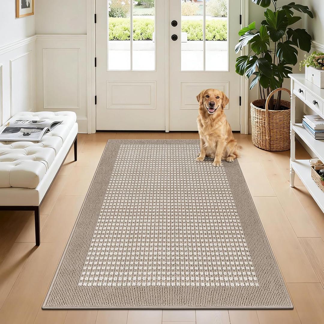 Ileading Indoor Door Mat 3x5ft Absorbent Dog Mats for Muddy Paws,Machine Washable Small Living Room Area Rug with Non-Slip Rubber Backing Low-Profile Inside Carpet for Hallway,Kitchen