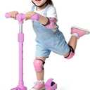 Nattork Kids Scooter for Girls Boys with Light Up Wheels, 3 Adjustable Height Handlebars, Lean-to-Steer Technology, Widen Anti-Slip Deck, 3 Wheel Scooter for kid ages 3-8, Support Riders Up to 110 LBS Pink