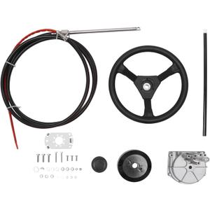 13 FT Outboard Rotary Steering System Kit Boat Control Cable Kit With 12.5 Inches Wheel Durable Marine Steering System Replacement for SS13710 Marine