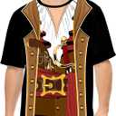 MISS FANTASY Pirate Shirt Women Men - Pirate Costume Outfits Halloween Unisex Adults (Black, M)
