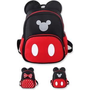 Cute Mini Backpacks, Red Cartoon Bag, Mouse Ears Bowknot Travel Daypack (10.28.3inch, Boy Red-1)