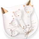 Patelai 5 Pcs Cat Measuring Spoons Set Kitchen Ceramic Counter Cat Ceramic Soup Spoon for Christmas Women Gift(White)