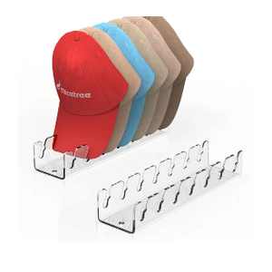 Nicetree Hat Organizer for Baseball Caps, 2 Pcs No Install Acrylic Hat Racks for 14 Baseball Caps Storage, Hat Stand for Caps Display and Organizer for Dresser, Bedroom, Closet, Office