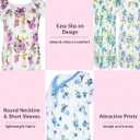 JEFFRICO 2 Pack Long Nightgowns for Women - Short Sleeve Soft Womens Nightgowns & Sleepshirts (Large, Blue Green Hibiscus)