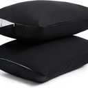 Cotton Pillow Protectors/Cases Queen Size with Zipper 2 Pack Black Color,Cooling & Breathable Bed Pillow Protectors Set of 2 Pillow Cases Cover (Queen Size 20" x 30")