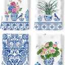 Flower Bird Tea Towels, Spring Summer Cotton Kitchen Towel 18.927.5 inch, Quick Drying Dish Cloth for Party Anniversary Holiday Decoration Housewarming Gifts (Blue and White Porcelain)