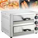 Commercial Pizza Oven Countertop, Double Deck Layer, Stainless Steel Electric Pizza Oven with Handle