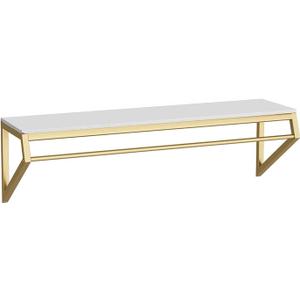 Modern Simple Men's and Women's Clothing Store Heavy Duty Metal Display Shelf,Wall-Mounted Garment Rack with Wood,Clothes Rail,Bathroom Hanging Towel Rack (Gold Square Tube, B-39 L)