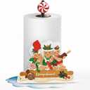 Whaline Christmas Paper Towel Holder 3D Gingerbread Man Kitchen Decor Accessories Large Metal Towel Holder Stand for Xmas Home Party Bathroom Countertop