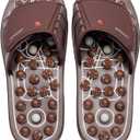 BYRIVER Acupressure Foot Massage Mat, Reflexology Tools, Spiky Ball Roller Therapy Sandals Shoes Slippers, Relief Muscle Fatigue, Sciatica, Heel, Lower Back Pain (03L) (L-Men(9.5-11), Brown Spring Slippers)