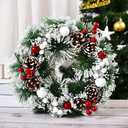 Christmas Wreath for Front Door Snowflake Snow Ball Pinecone Ornaments Wreath for Winter Holiday Christmas Party Decorations