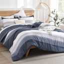 Litanika Queen Comforter Set Black Blue - 3 Pieces Lightweight Fluffy Bedding Comforter Sets, All Season Down Alternative Comforter (1 Comforter, 2 Pillowcases)