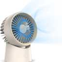 Minthouz Desktop Circulating Fan, Small Portable Compact USB-C Rechargeable Battery Powered, 2000mAh, 3 Speeds, 90° Adjustable horizontal, Quiet Personal Fan for Bedroom, Office, Living Room, Outdoors, Beig