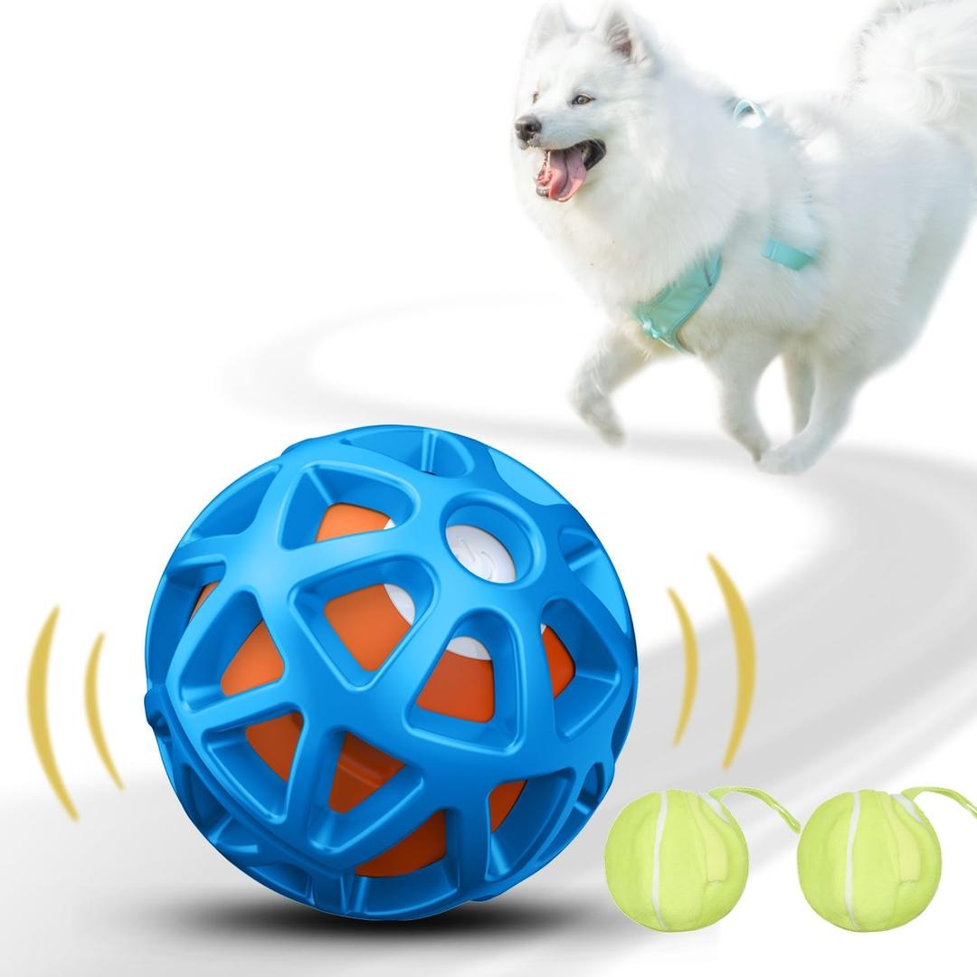 Interactive Dog Ball for Smart Play, Motion-Activated Moving Dog Toy for Small/ Medium/ Large Dogs, USB Rechargeable (Blue)