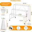 Flower Stand, 3-Tier Flower Display Stand with Buckets for Indoor Outdoor, Flower Cart Display Stand with Wheels for Courtyard, Balcony, Flower Shop, Wedding, Party, Exhibition (White)