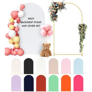 Arch Backdrop Stand and Cover Set, 7.2FT Metal Photo Balloon Arch Backdrop Stand for Wedding Birthday Party Baby Shower Ceremony Graduation Decoration, White