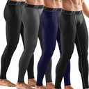 HOPLYNN 4 Pack Compression Pants Tights Leggings Men, Winter Baselayer for Running Workout Sports Yoga, Size  L
