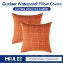 MIULEE Outdoor Waterproof Throw Pillow Covers Decorative Farmhouse Water Resistant Cushion Covers for Tent Patio Garden Couch Sofa Pack of 2, 16x16 Inch Orange